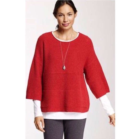 J Jill Red Pullover Kimono Sweater 