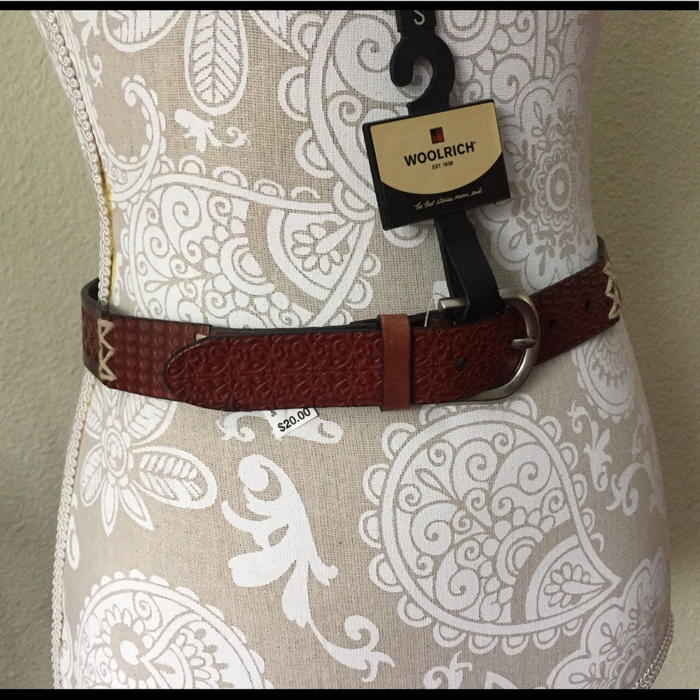 Woolrich Brown Engraved Belt