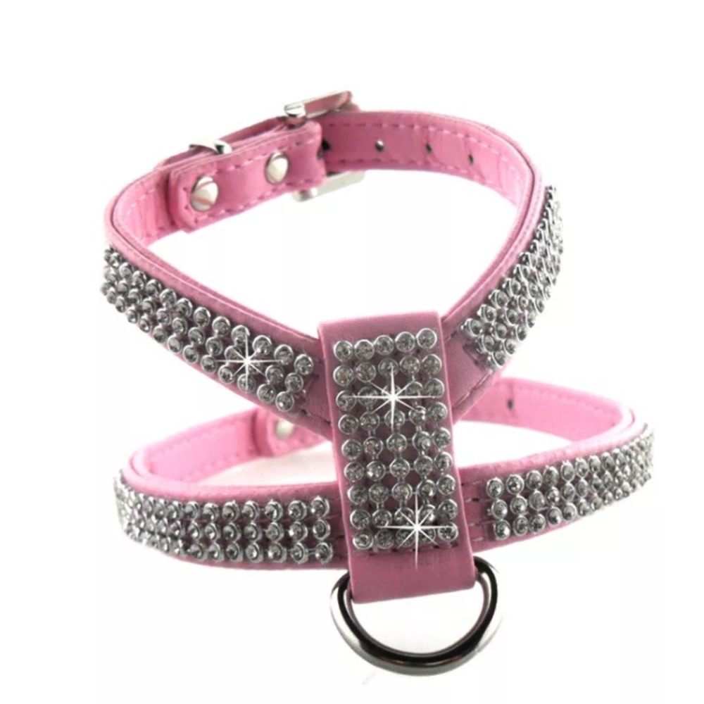 ⭐️SOLD⭐️ NWT PINK LEATHER & RHINESTONE DOG HARNESS