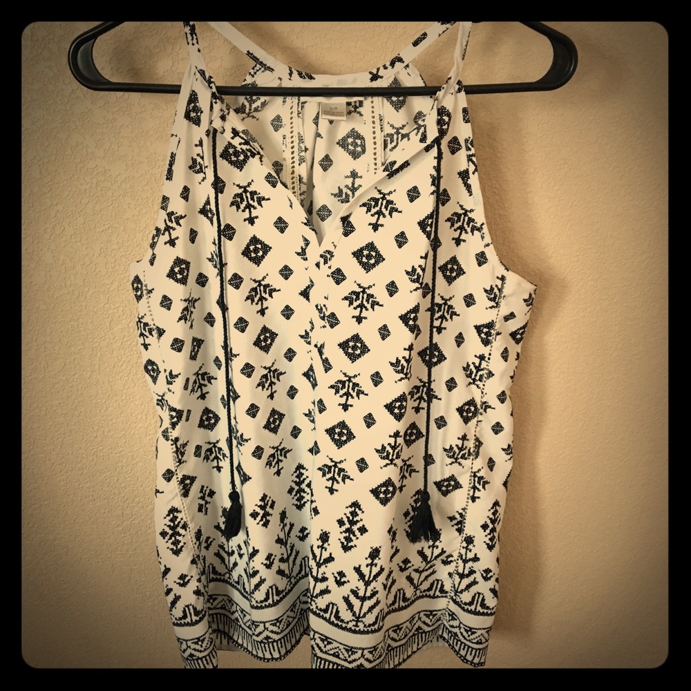 Black and White tassel tank