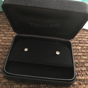 Tiffany & Co 18k gold diamond earrings.
