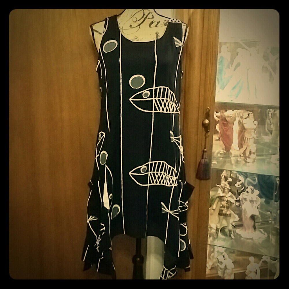 Beautiful Black & White Sleeveless Dress S M L
