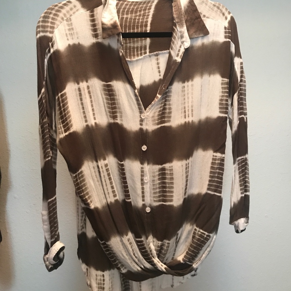 Tie dye olive green blouse