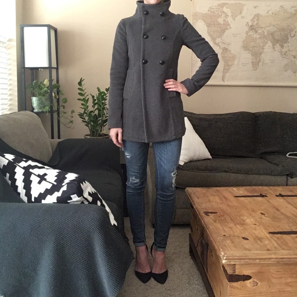 Urban Outfitters Silence + Noise Grey Wool Peacoat
