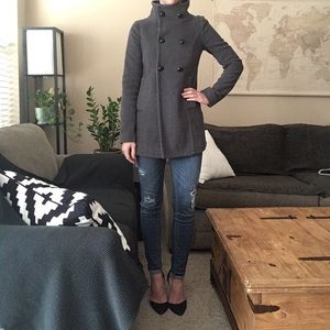 Urban Outfitters Silence + Noise Grey Wool Peacoat