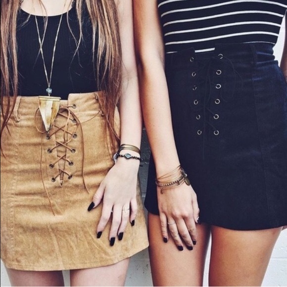 LF Suede Lace Up Skirt - Picture 4 of 8