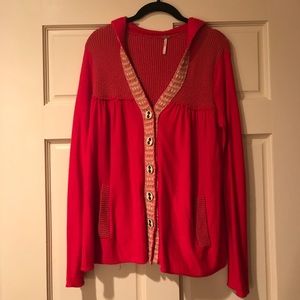Red Free People cardigan sweater (size small)