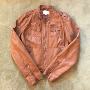 Brown/tan faux leather jacket