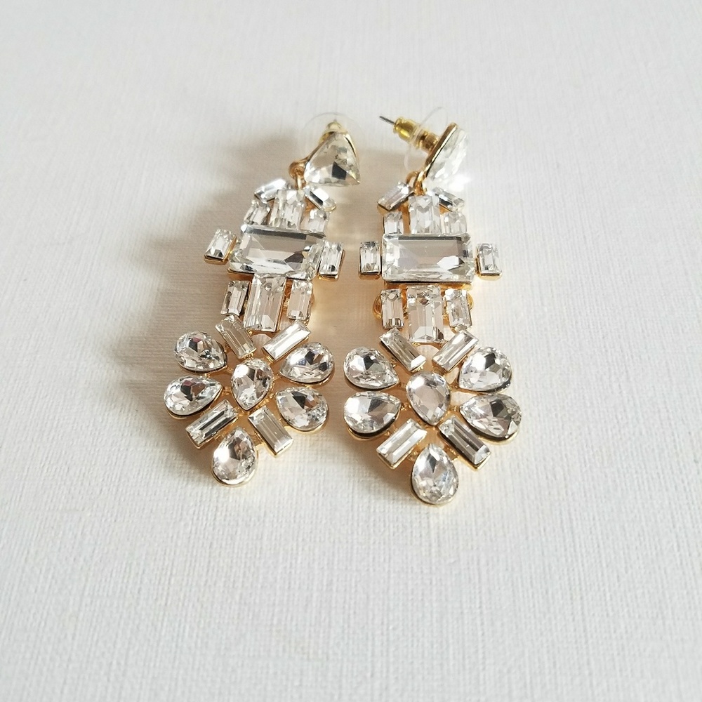 Gold and crystal chandelier earrings