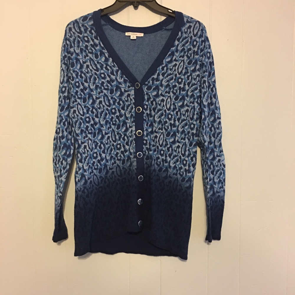 Blue leopard print cardigan