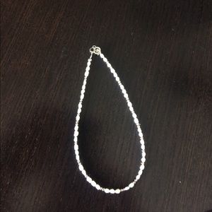 Sterling silver/rice pearl anklet