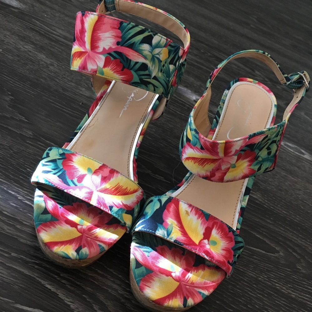 Jessica Simpson Floral Wedges