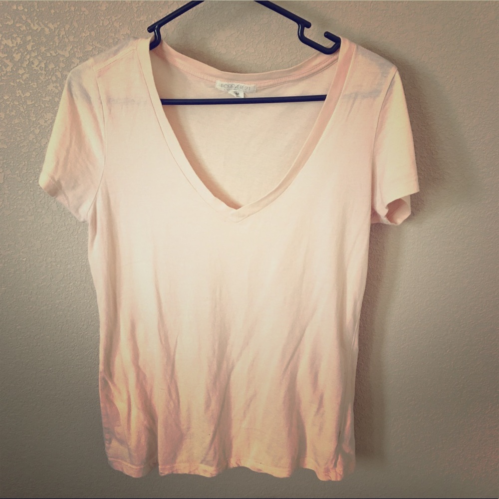 Forever 21 pink v neck everyday t shirt