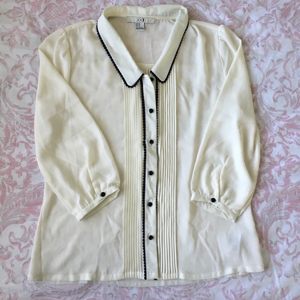 Cream Button Down Blouse