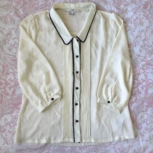 Cream Button Down Blouse