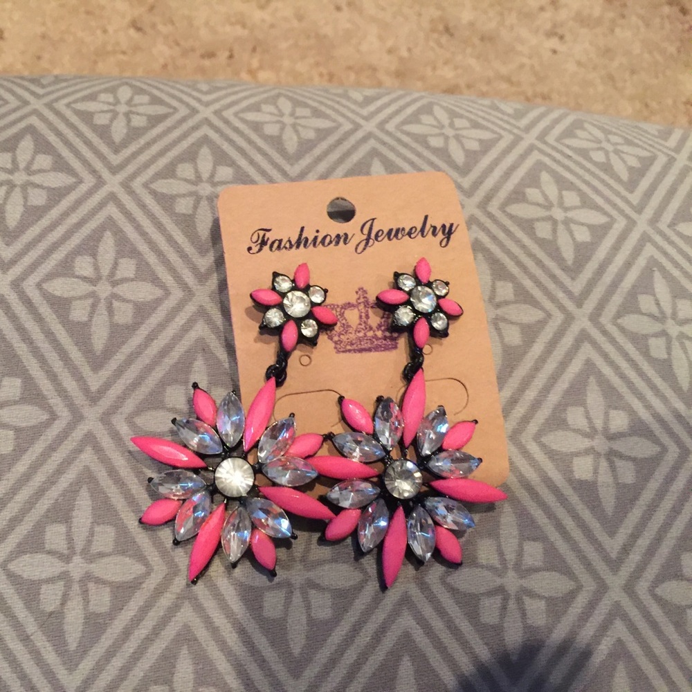 Pink and Rhinestone Earrings NWT