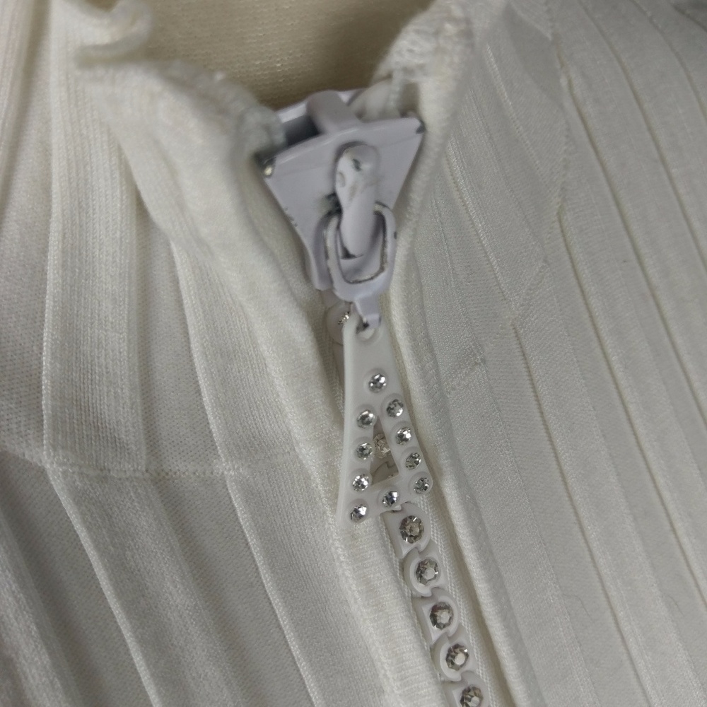 Sold Belldini Rhinestone Zipper Ribbed Sweater - Picture 2 of 8