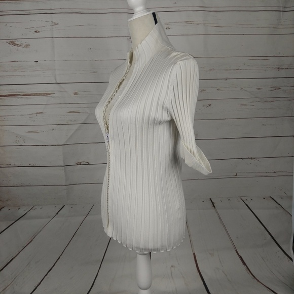 Sold Belldini Rhinestone Zipper Ribbed Sweater - Picture 4 of 8