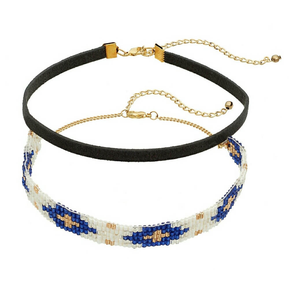 Mudd® Beaded & Faux Suede Choker Necklace Set