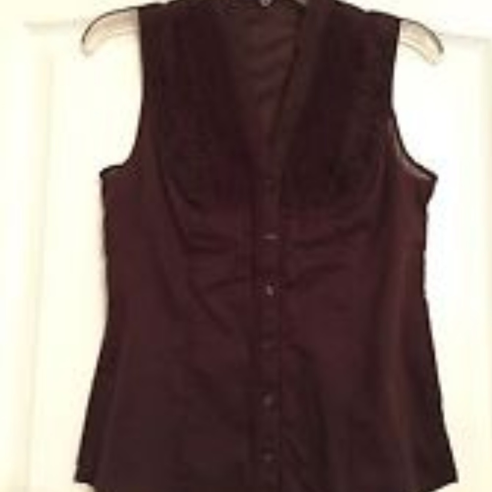 Express brown sleeveless button up blouse