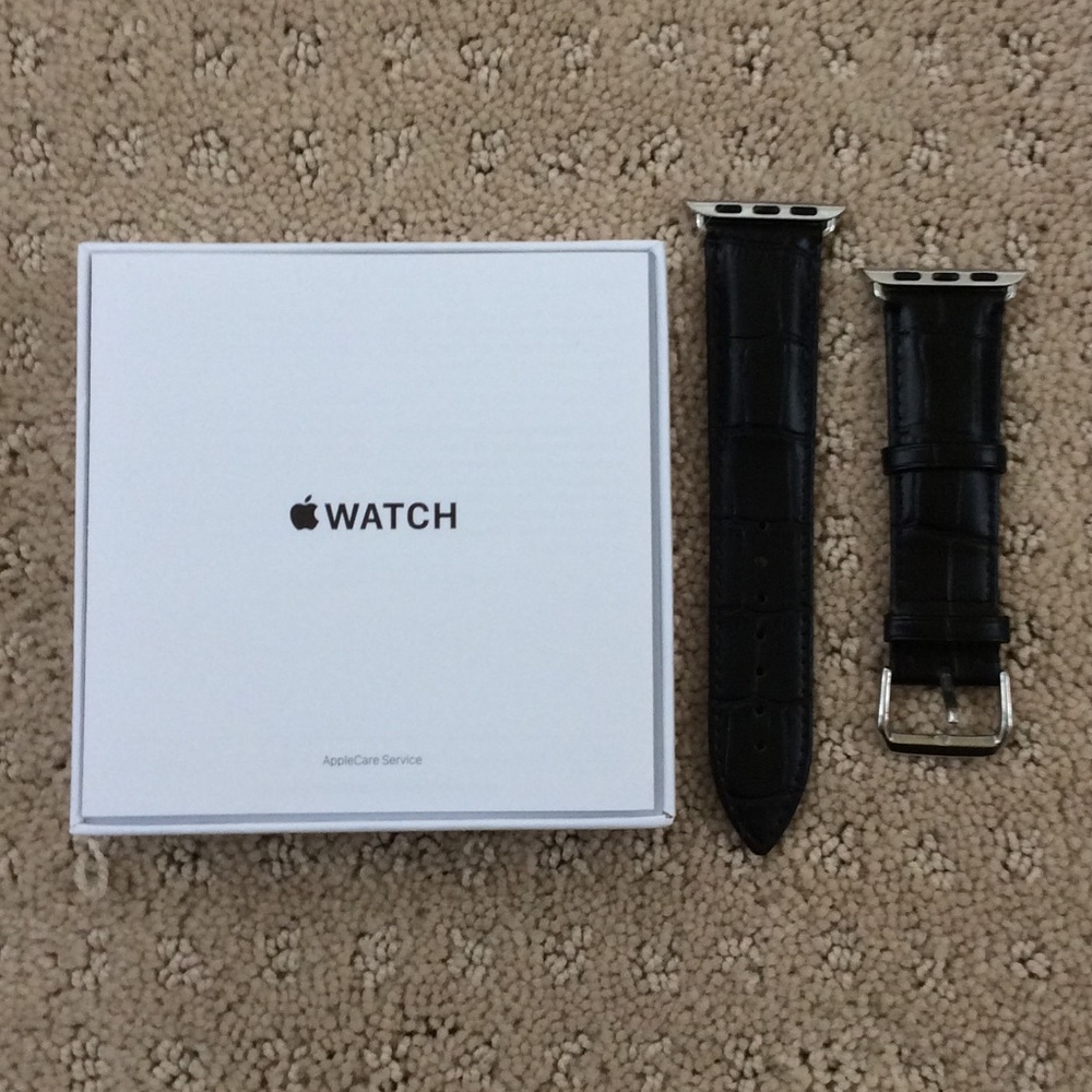 New Crocodile Style leather iWatch band in black
