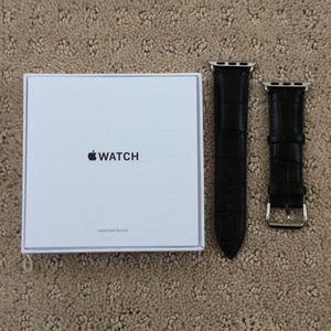 New Crocodile Style leather iWatch band in black