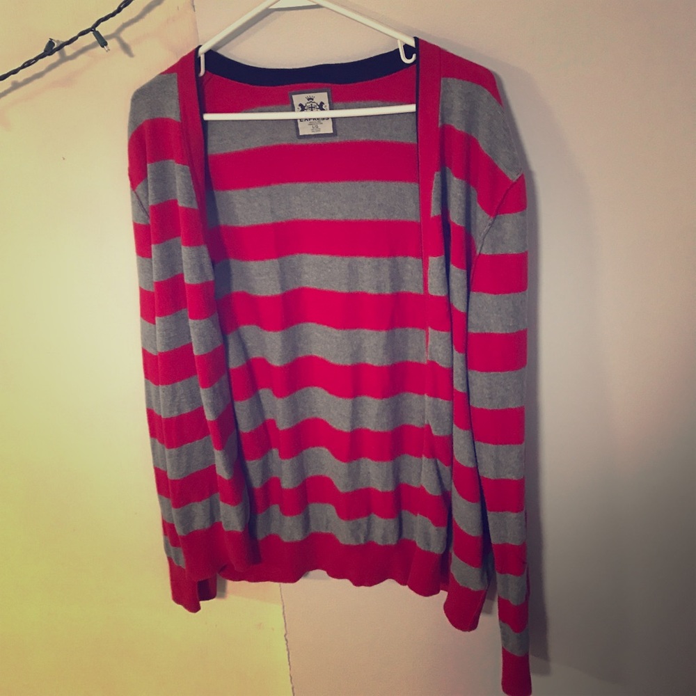 Red & Gray Cardigan