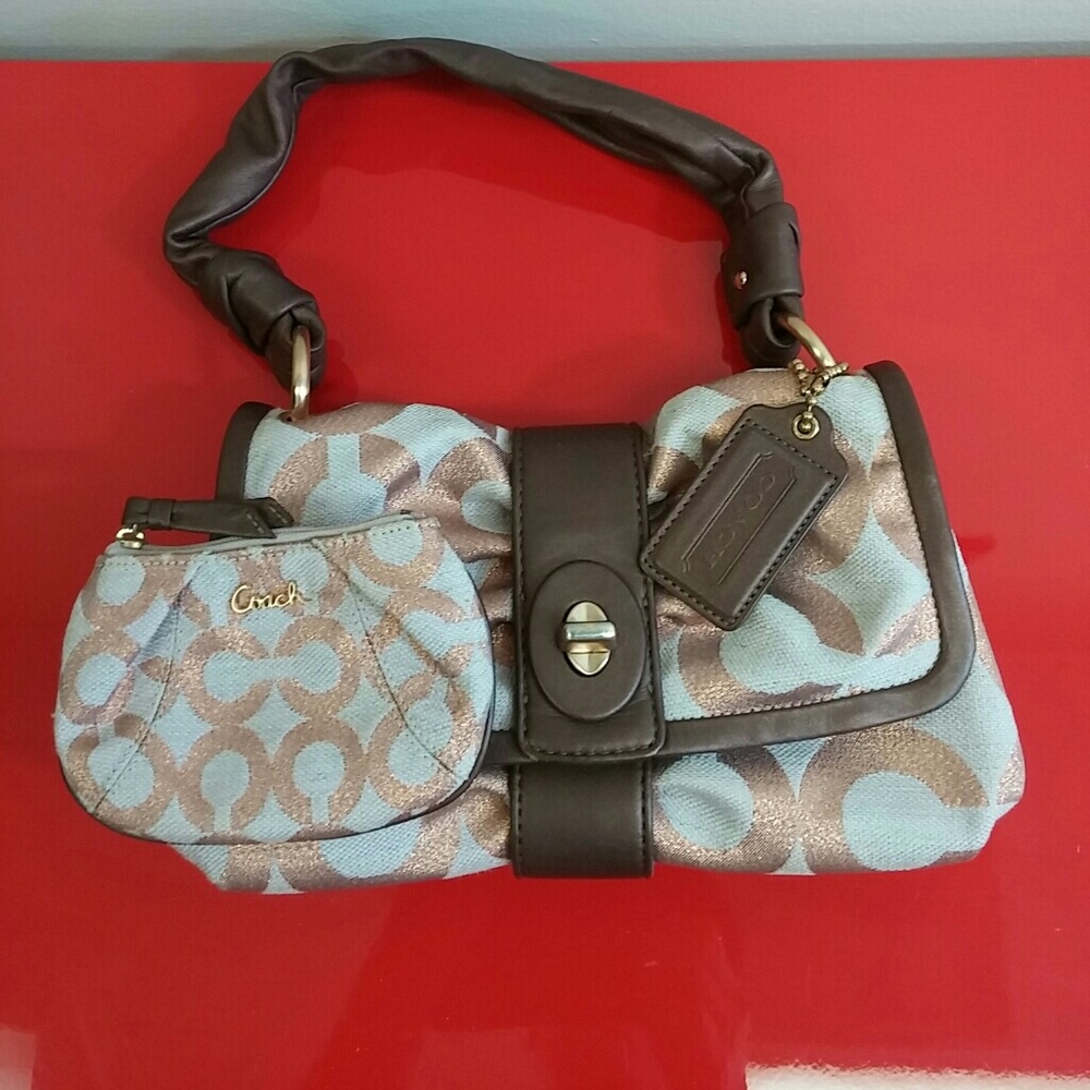 Coach 13699 parker op art flap handbag signature