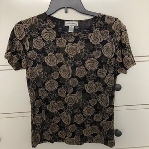 Vintage velvet rose top