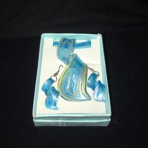 New Glass Necklace and Earring Set Cute Gift Boxed