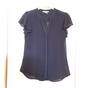 H&M Sheer Short Sleeve Blouse - 4 Navy