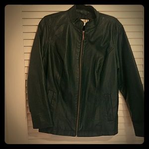 Teal faux leather zip up jacket