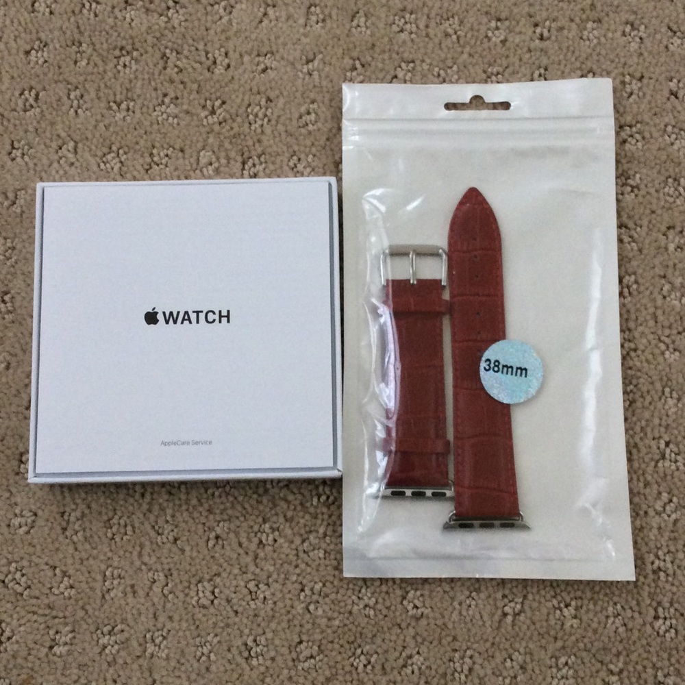 New Crocodile Style red leather band for iWatch