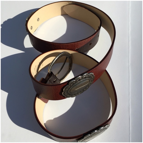 Brown Leather With Silver Medallions & Hammered Buckle - Picture 3 of 7