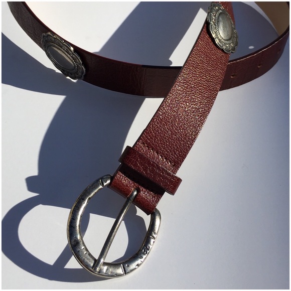 Brown Leather With Silver Medallions & Hammered Buckle - Picture 2 of 7