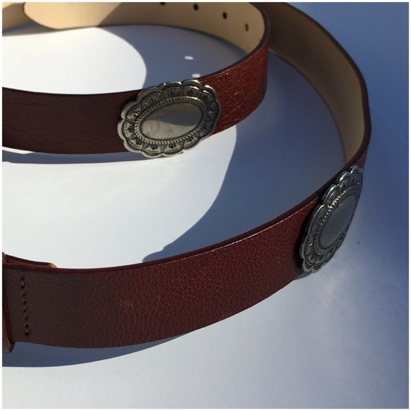Brown Leather With Silver Medallions & Hammered Buckle - Picture 1 of 7