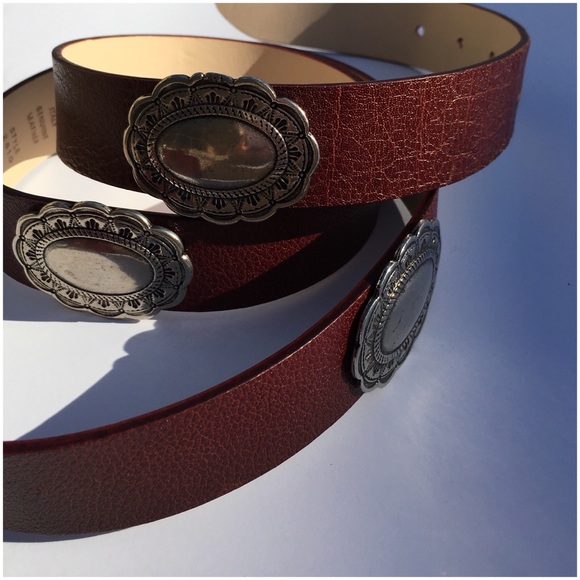 Brown Leather With Silver Medallions & Hammered Buckle - Picture 6 of 7