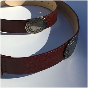 Brown Leather With Silver Medallions & Hammered Buckle