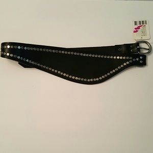 New! Free People black stud distressed buckle belt