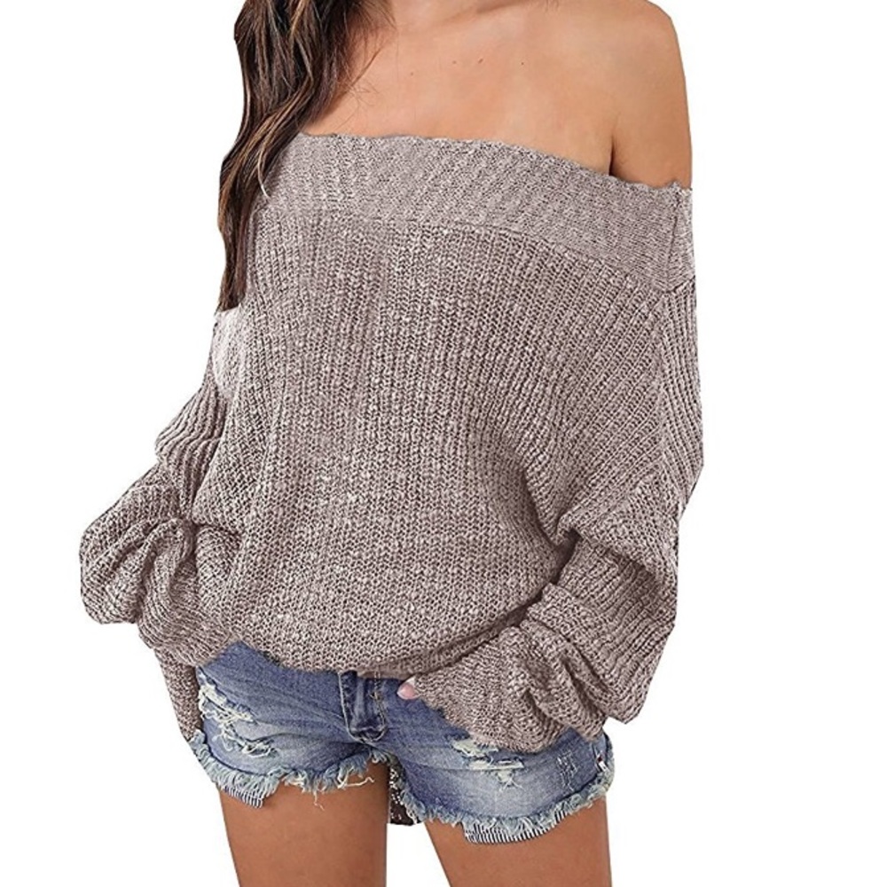 NWT Off Shoulder Batwing Sleeve Loose Sweater✧ - Picture 4 of 6