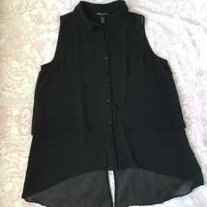 Black Sleeveless Chiffon Top