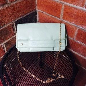 Mint shoulder purse with long chain