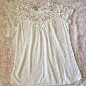 Made in Italy White Top with Silk Lace