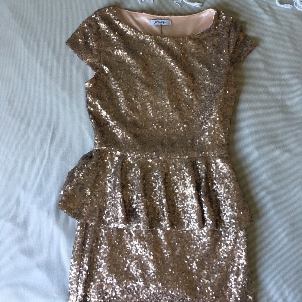 Gold sequin XTAREN dress NEVER WORN