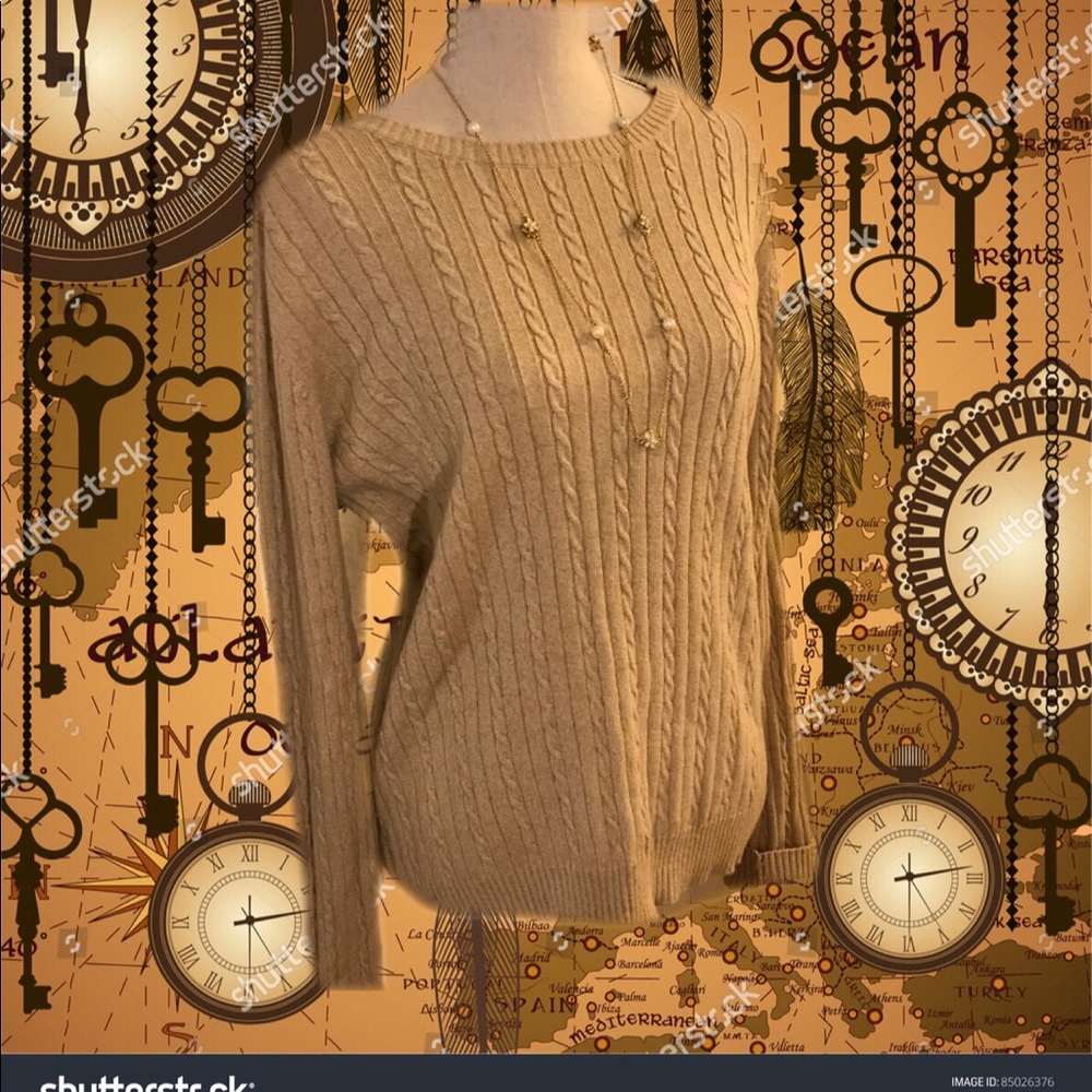 IZOD (Sand) Cable Knit Sweater- Matches Everything