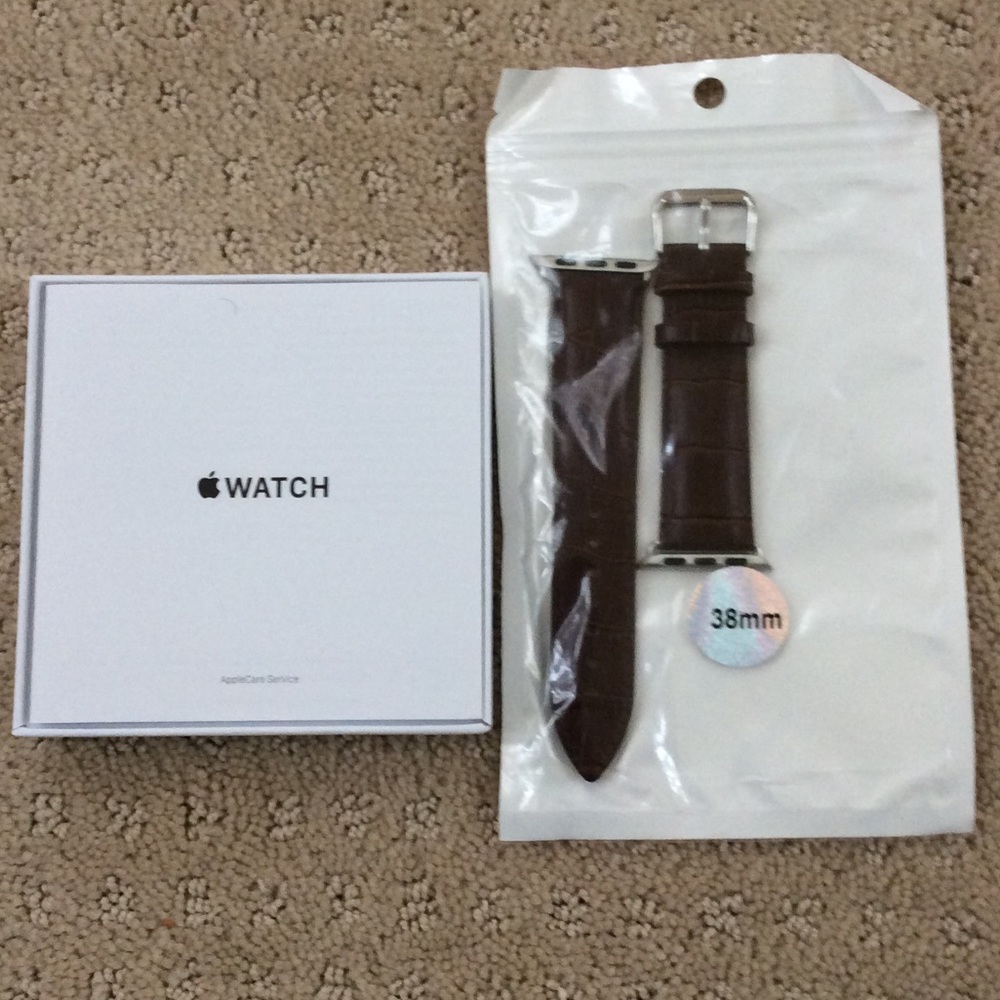 New Crocodile style brown leather band for iWatch