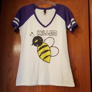 District Made * V Neck Jersey Style Bee Graphic T