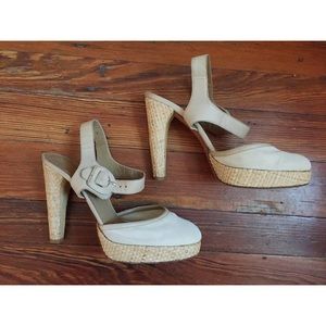 Stuart Weitzman Pumps with Wicker Textile Heel