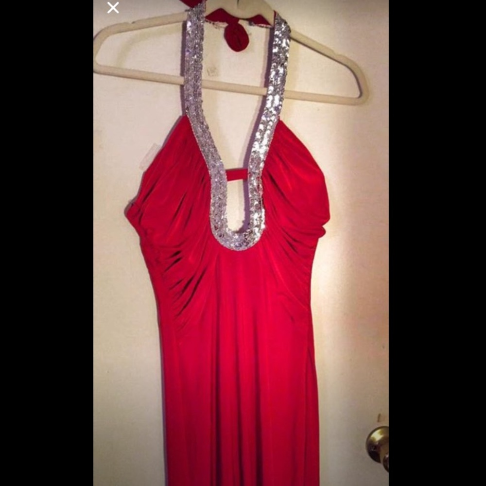 Red halter top dress
