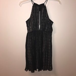 black lace dress with nude slip underneath